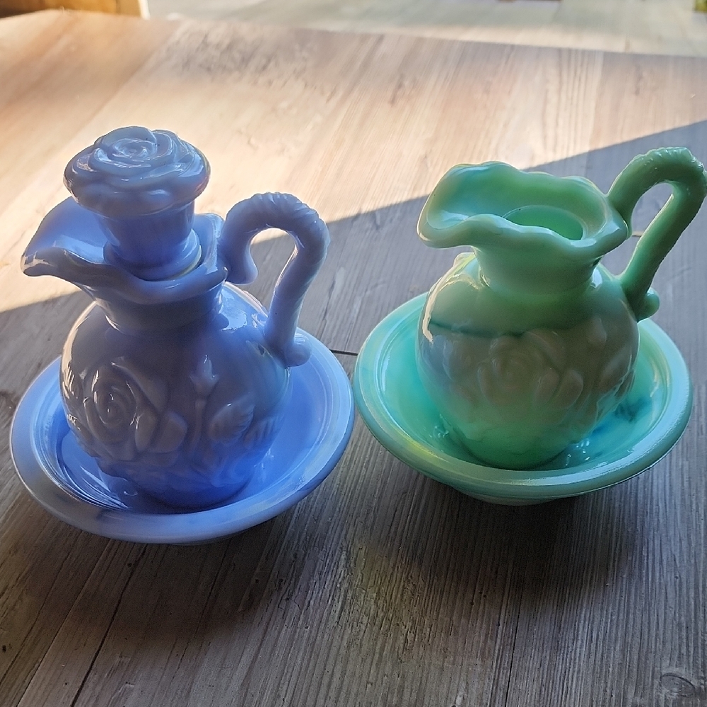 Avon Blue and Green Decorative Pitcher Set